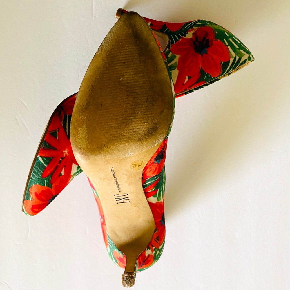 INC INTERNATIONAL CONCEPT Shoes Zitah5 Pointed-Toe Heels Tropical Multi Sz 7.5 - Picture 9 of 16